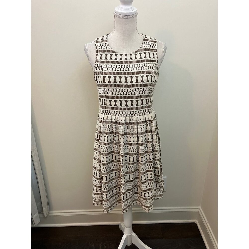 Ya Los Angeles Sleeveless White Overlay Brown Liner Dress Size Large